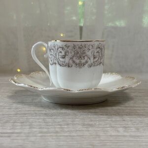 Elegant White and Gold Teacup Set